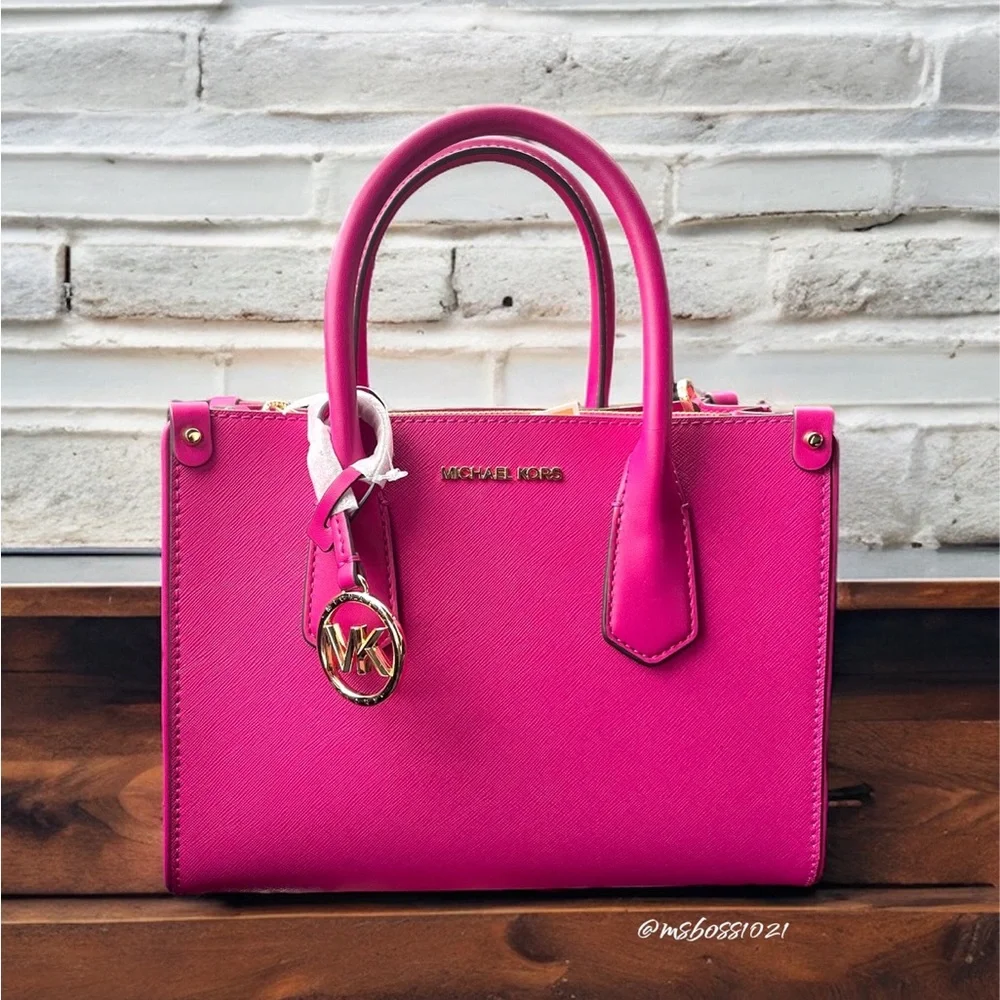 Michael Kors Maple Small Satchel in Deep Fuchsia NWT - Picture 3 of 13